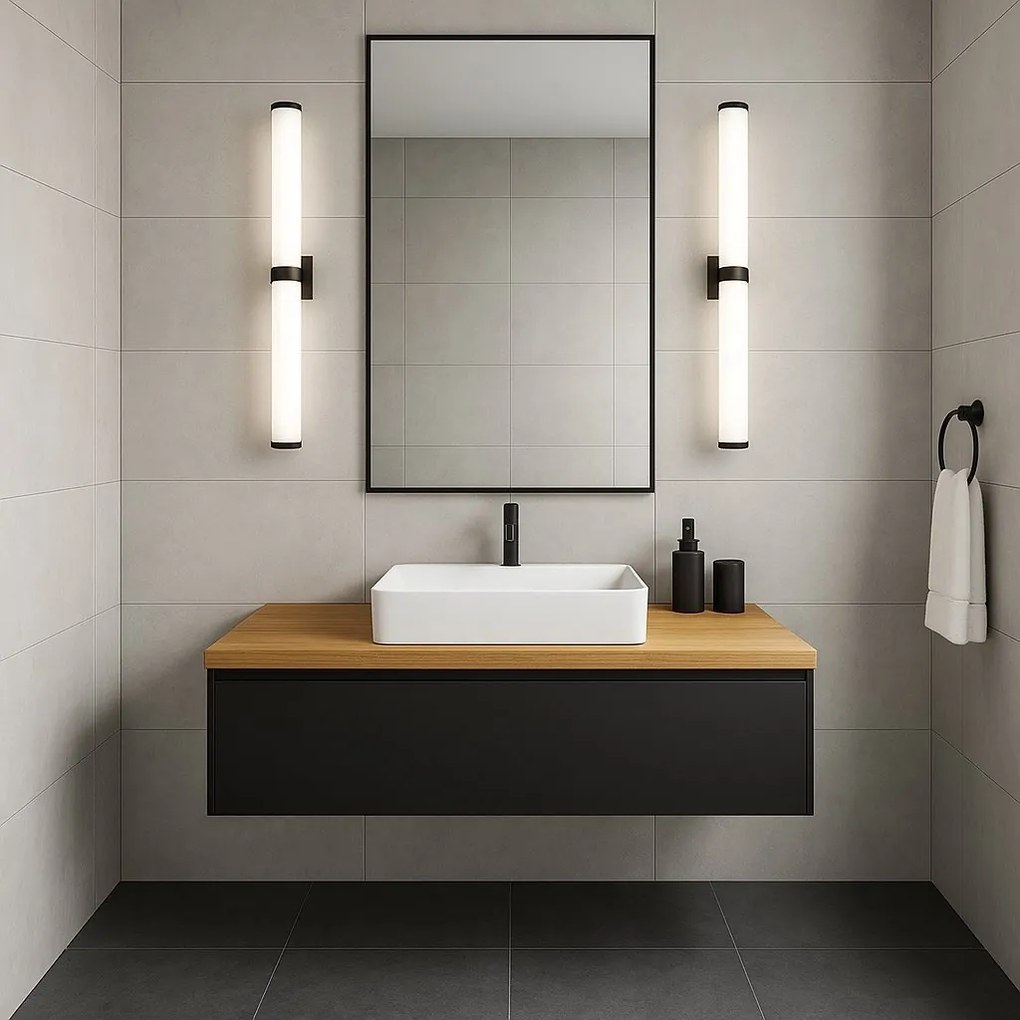 Aplica baie LED, Protectie IP44 otel negru, sticla BATUMI 8927