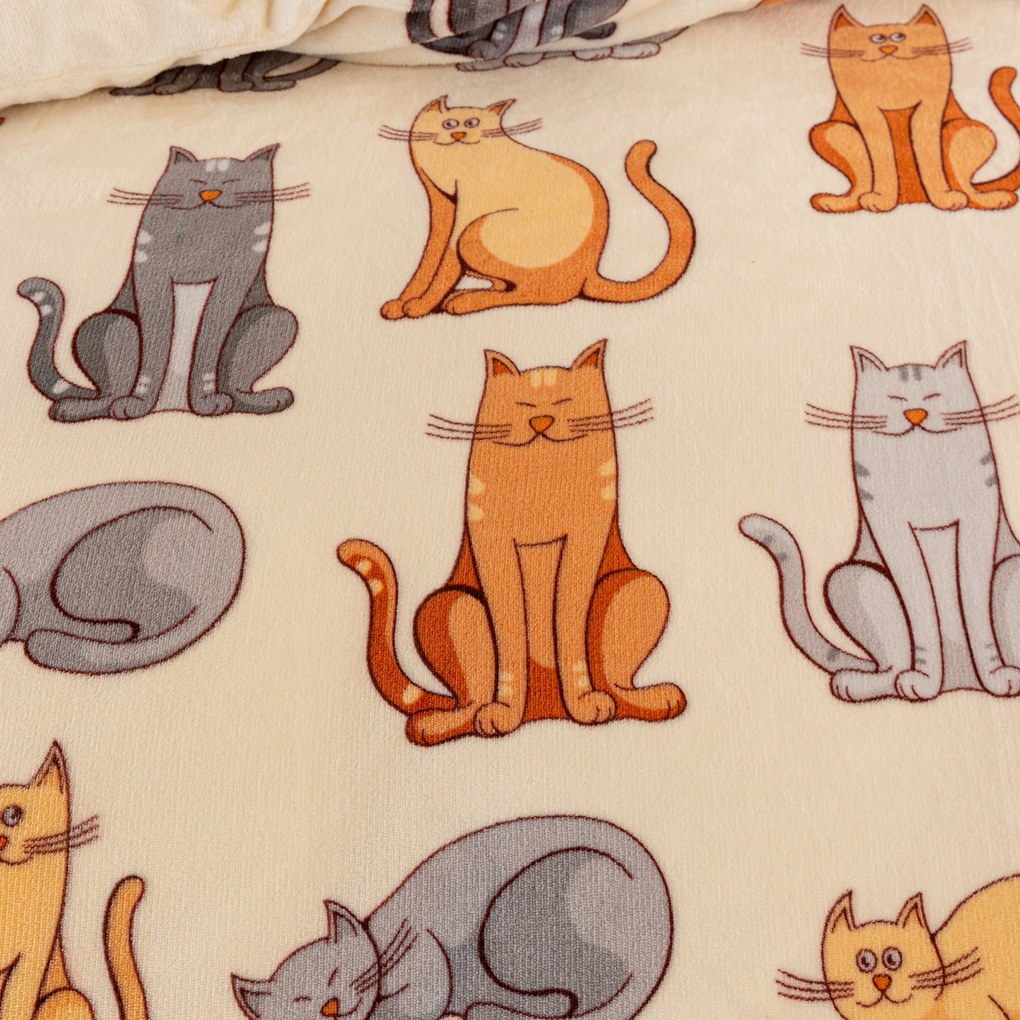 Lenjerie cocolino COLORED CATS crem Dimensiunile lenjeriei: 70 x 90 cm | 140 x 200 cm