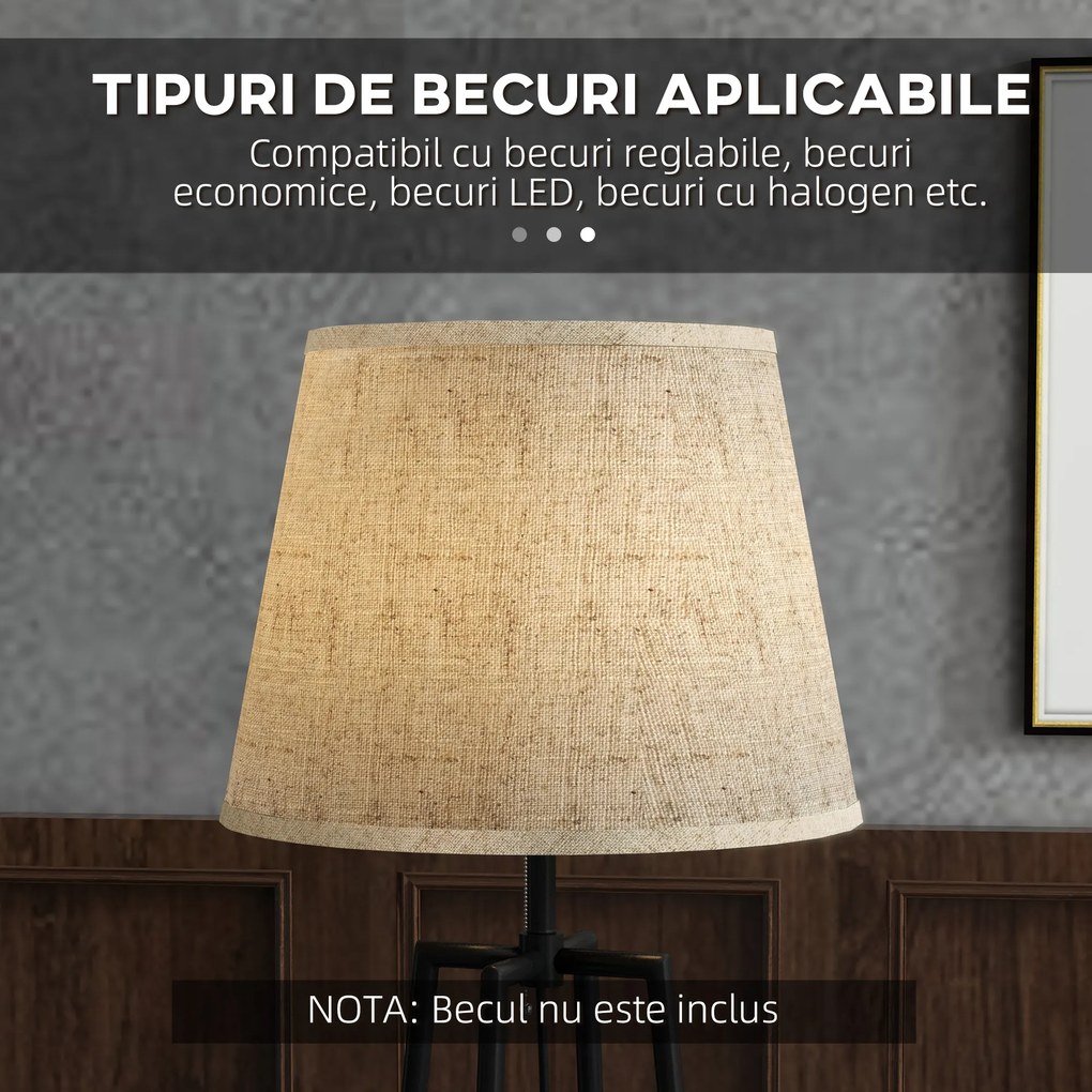 Lampa de Podea cu Rafturi, Inalta cu Abajur din Material Textil (Becul nu este Inclus), Nuc Maro si Maro Deschis, Φ42x166cm HOMCOM | Aosom RO