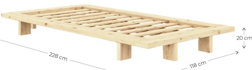 Pat în culoare naturală din lemn de pin cu somieră 90x200 cm Japan – Karup Design