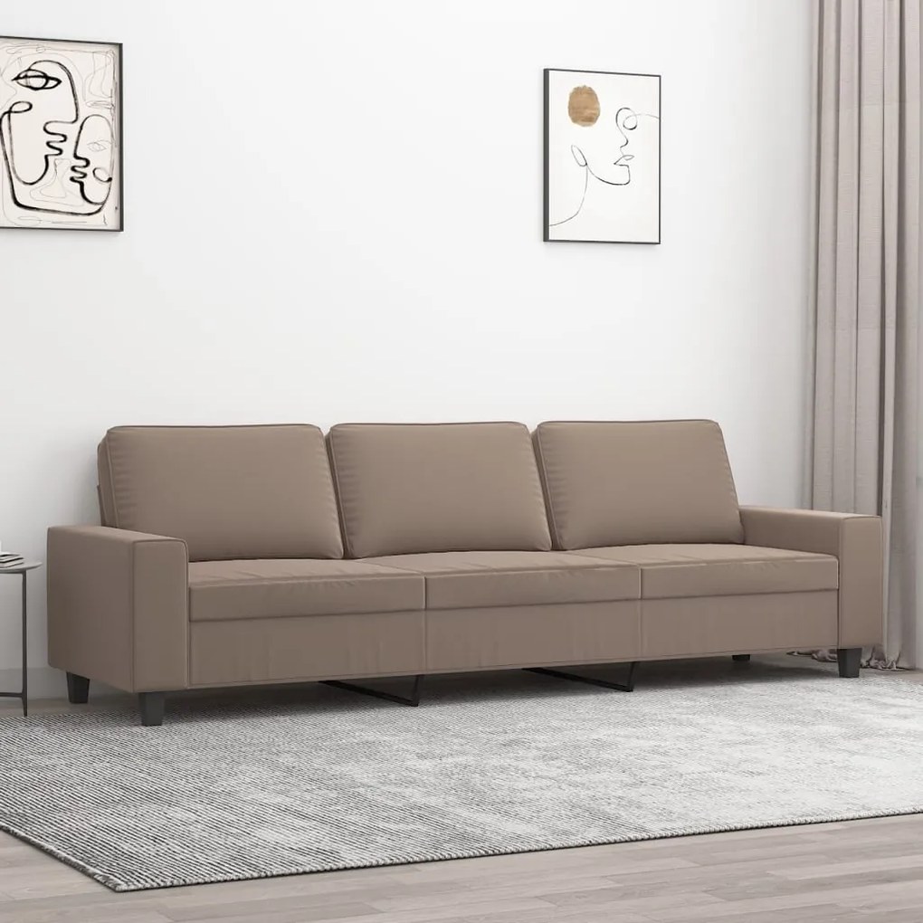 348993 vidaXL Canapea cu 3 locuri, gri taupe, 210 cm, țesătură microfibră