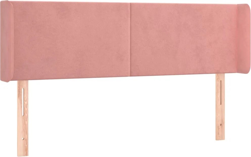 vidaXL Tăblie de pat cu aripioare roz 147x16x78/88 cm catifea