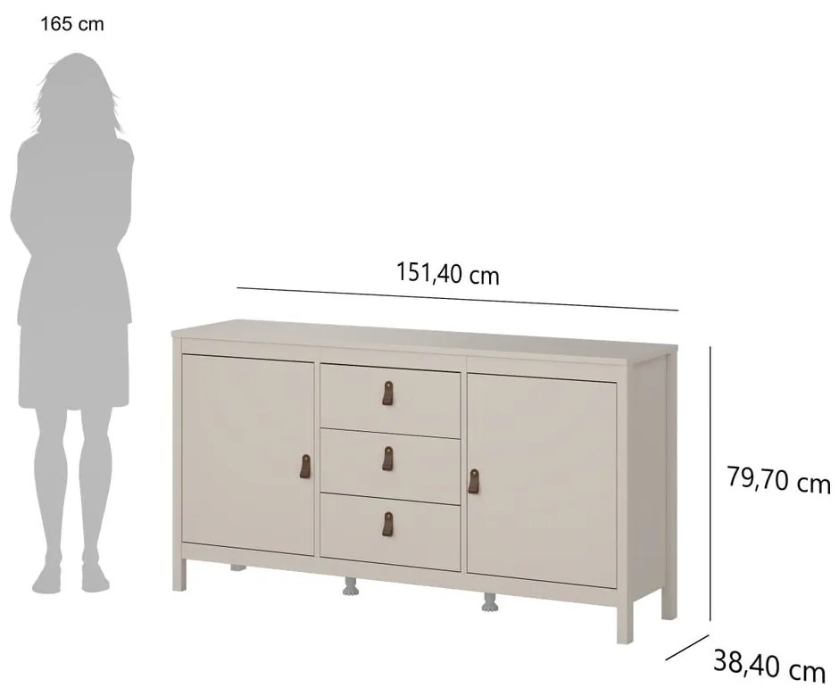 Comodă grej 152x80x38 cm Madrid – Tvilum
