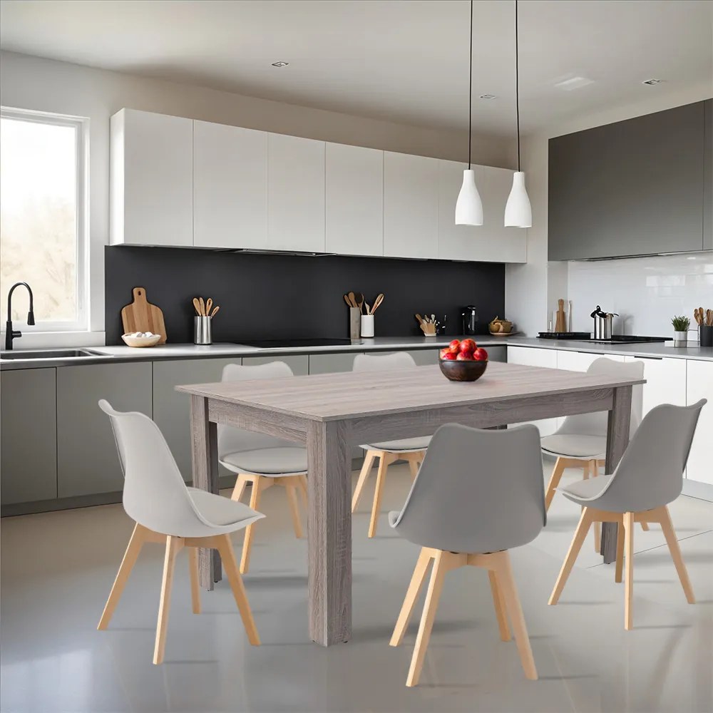 Set de masă Lola 6+1 gri-stejar York