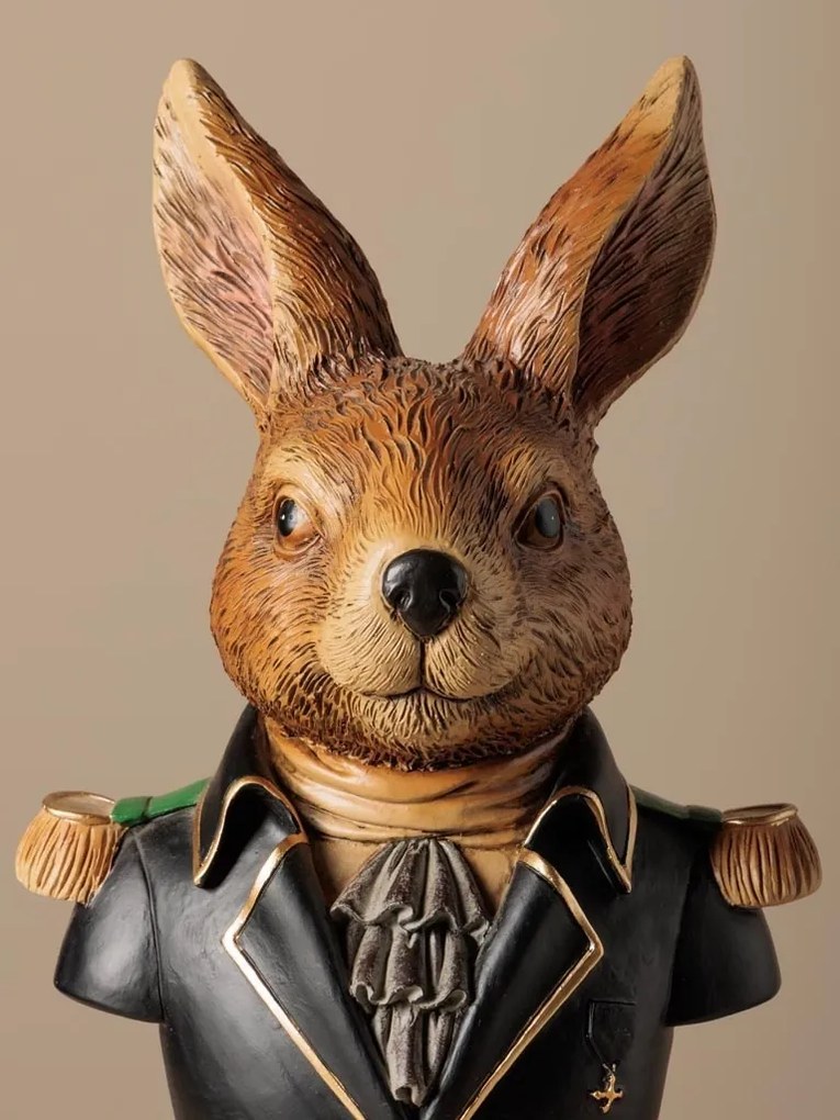 Statuie decorativa bust iepure din polirășină, H35 cm, "Emperor"