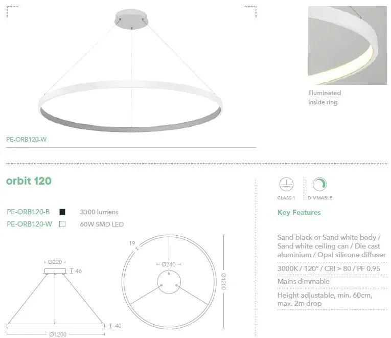 Lustra LED suspendata Orbit 120cm