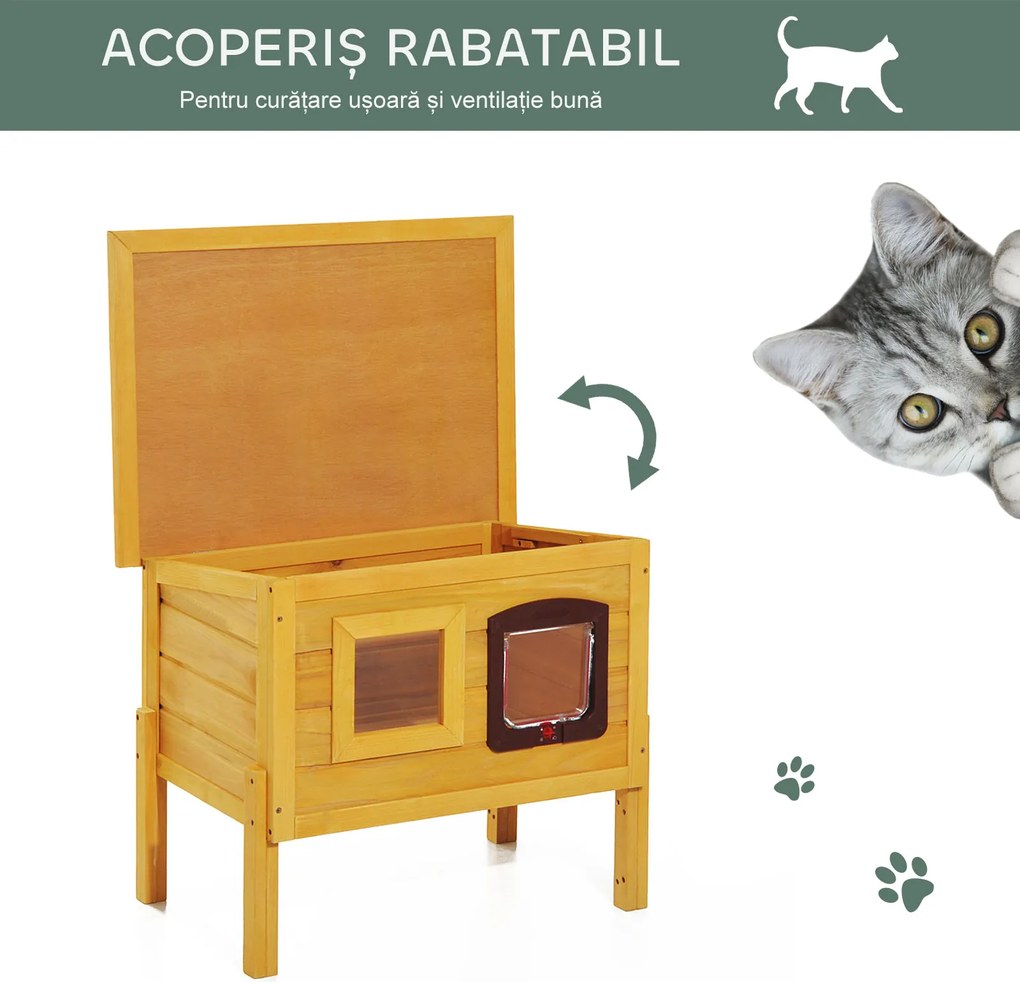 PawHut Cușcă pentru Animale Domestice din Lemn de Brad, 70x51.5x60cm | Aosom Romania