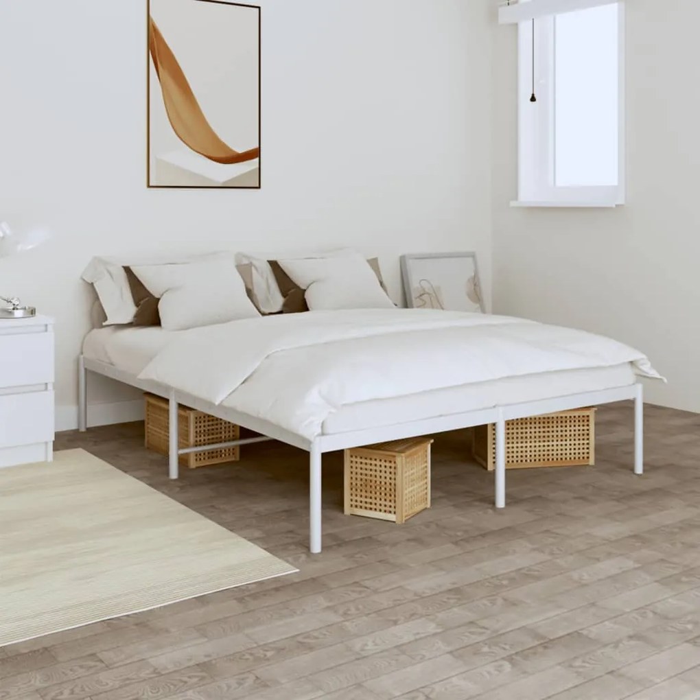 vidaXL Cadru pat metalic, alb, 140x190 cm