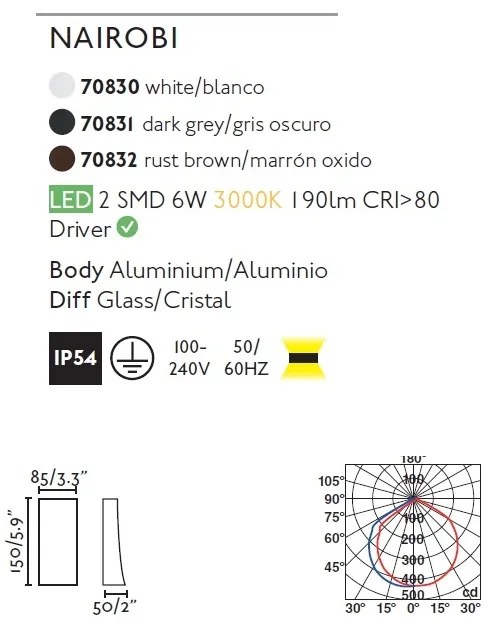 Aplica LED de exterior ambientala design modern decorativ IP54 NAIROBI maro rustic