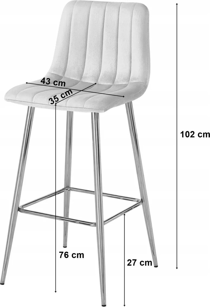 Scaun de bar POZZA VELVET cu picioare aurii, maro