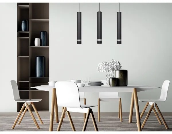 Lustră LED pe cablu TUBA 3xGU10/4,8W/230V neagră/crom