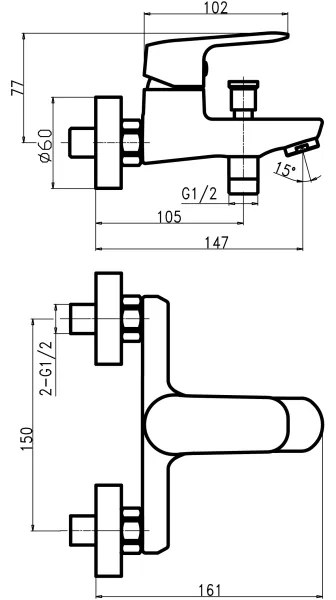 Novaservis - Set pentru cadă cu baterie TITANIA COSMOS, crom lucios