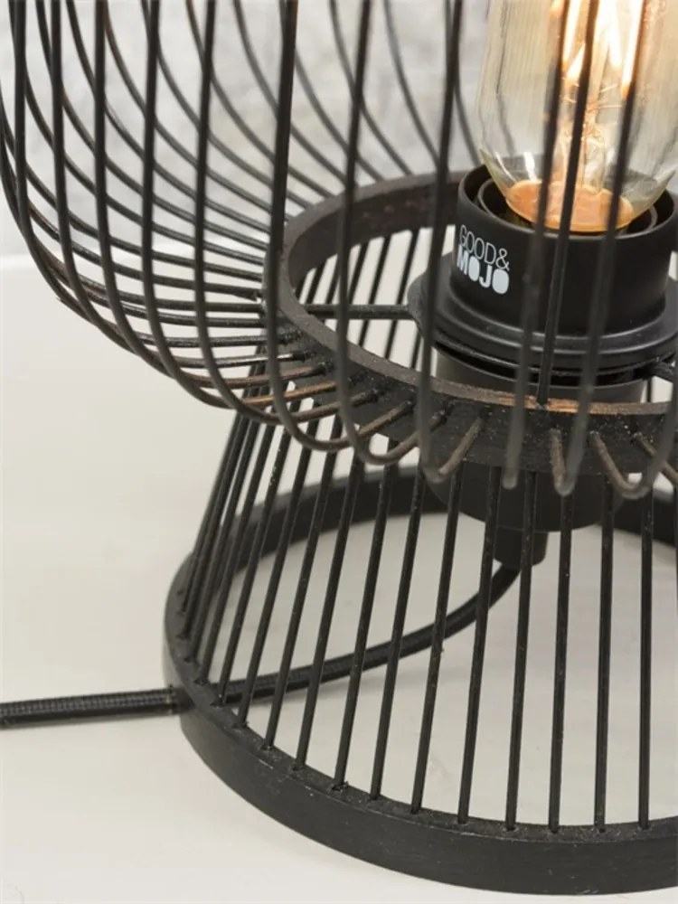 Veioza, lampa de masa eco din bambus Cango negru, 30x26cm