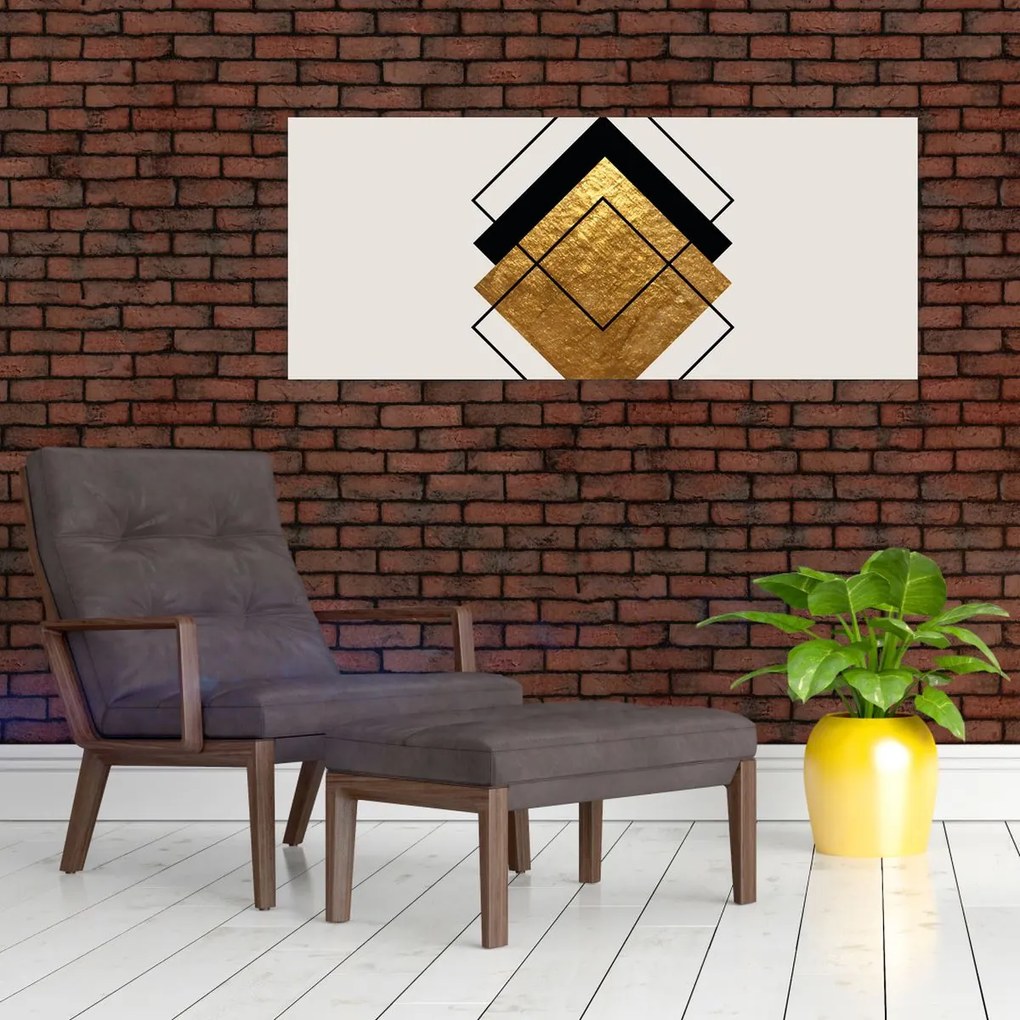 Tablou - Abstracție de aur și alb N⁰1 (120x50 cm)