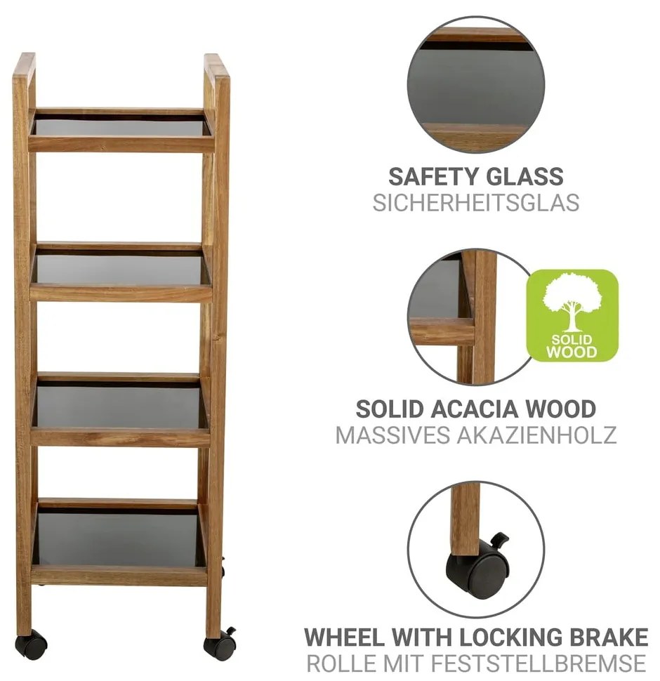 Etajeră de baie neagră/în culoare naturală din lemn de acacia 35x101,5 cm Fondi – Wenko