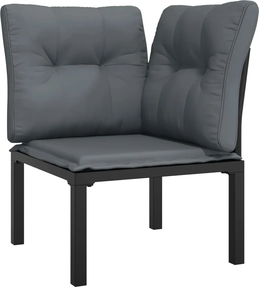 vidaXL Canapea de colț cu perne de grădină, gri, poliratan