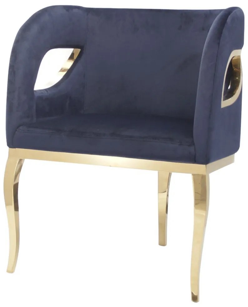 Fotoliu tapitat Morello bleumarin/gold – H78 cm