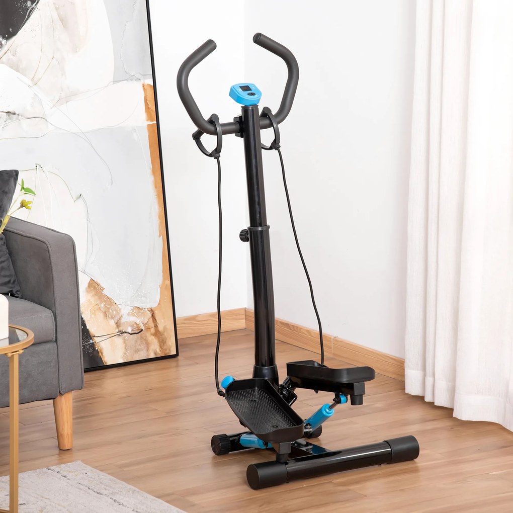 HOMCOM Stepper Fitness cu Twist pentru Exerciții Aerobice, Reglabil, cu Benzi de Rezistență, Ideal pentru Acasă și Birou, Albastru | Aosom Romania