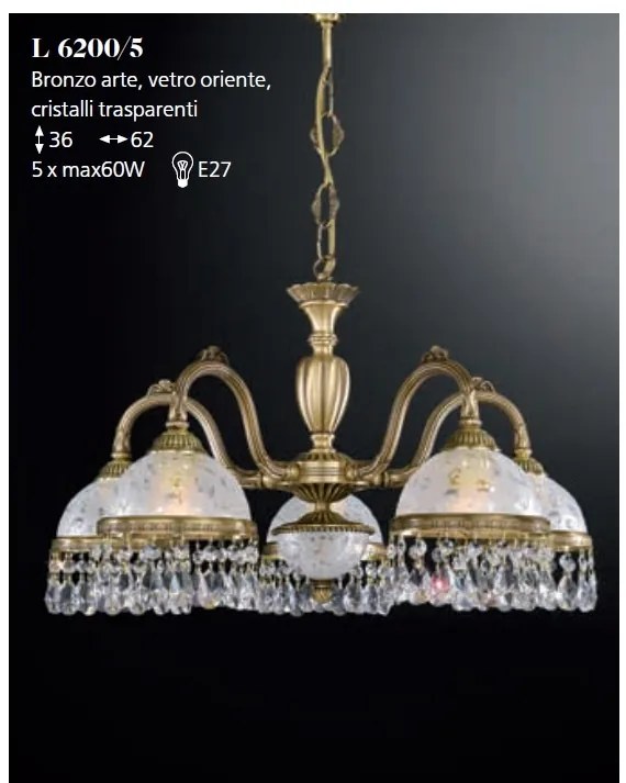 Candelabru 5 brate design clasic realizat manual din alama si Cristal Scholer 6200