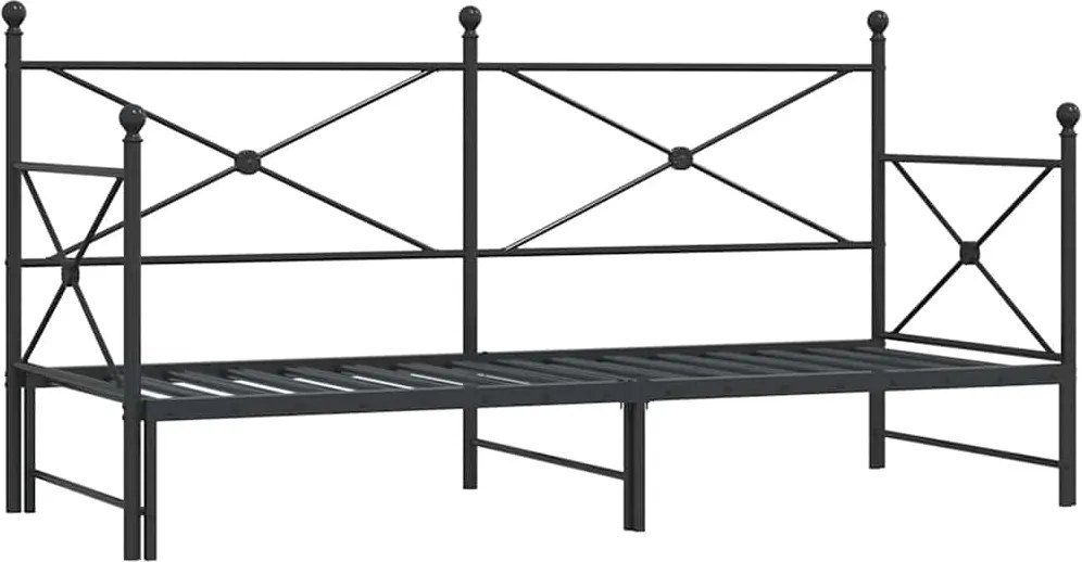 vidaXL Pat de zi cu șaia fără saltea Negru 75x190 cm Oțel