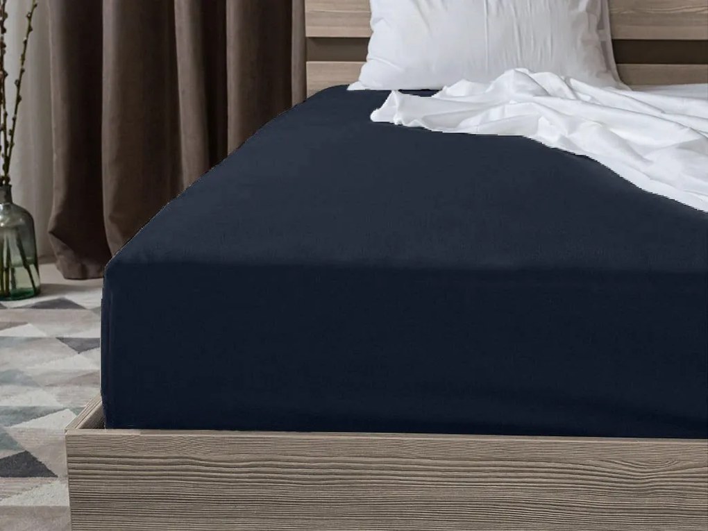 Cearsaf Jersey HIGHFIT albastru naval 90 x 200 cm
