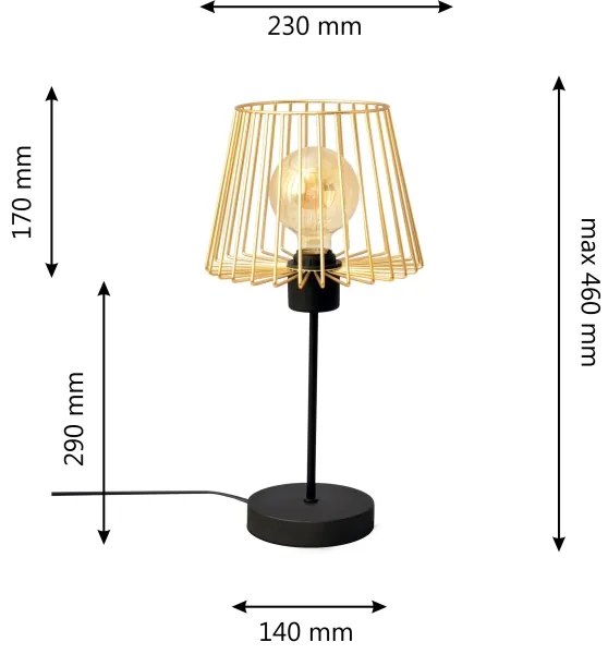 Lampă de masă TORRI 1xE27/15W/230V auriu/negru