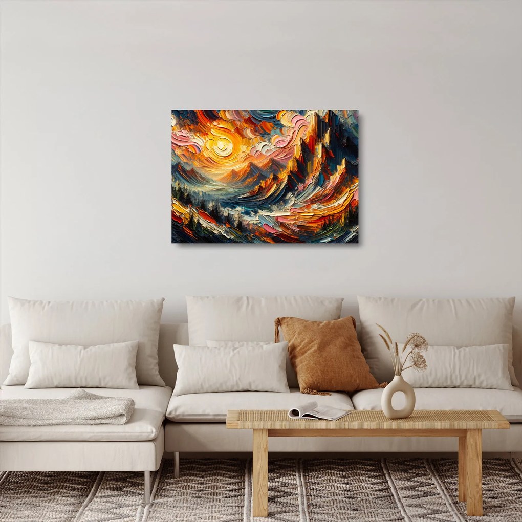 Tablou pe sticlă - Munte acoperit de soare (70x50 cm)