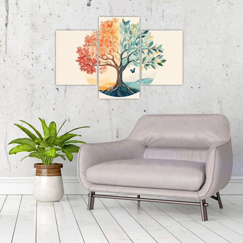 Tablou – Arbore dual cu fluture (90x60 cm)