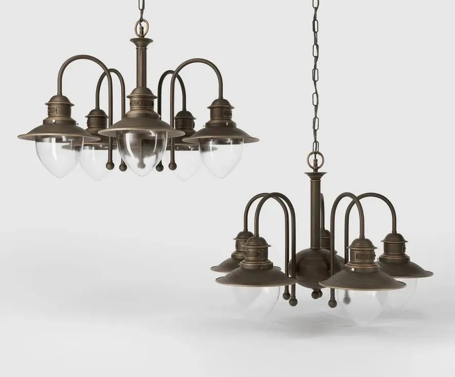 Candelabru design italian din alama si sticla Al Mare