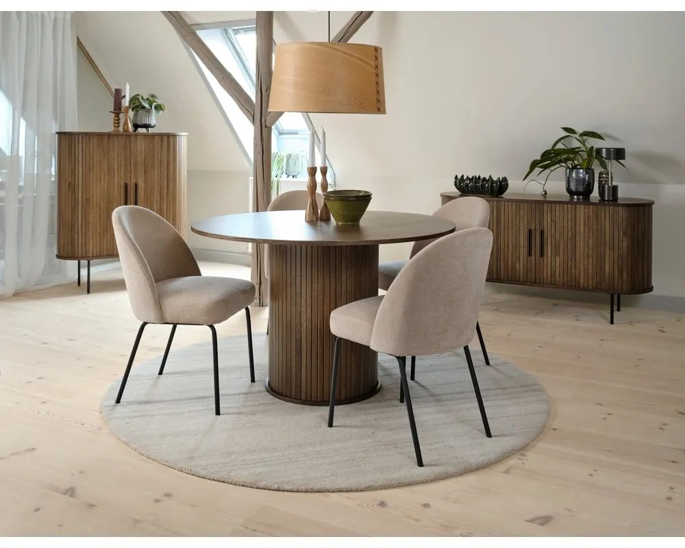 Masă de dining rotundă cu aspect de lemn de stejar ø 120 cm Nola – Unique Furniture