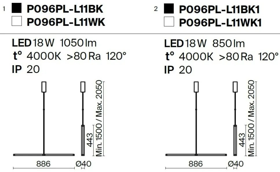 Lustra LED, pendul design modern Supersymmetry alb 88,6cm