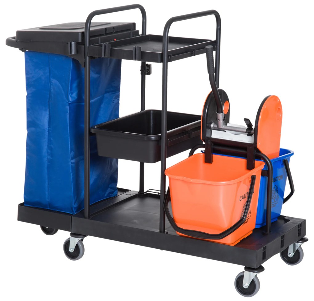 Carucior pentru Curatenie HOMCOM Capacitate 18L si Roti | Aosom Romania