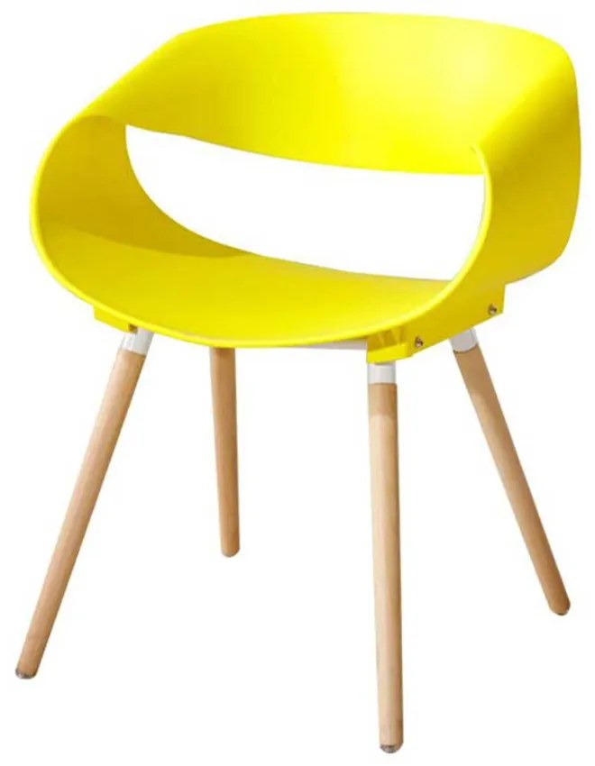Scaun design Rufus galben, polipropilena, picioare lemn