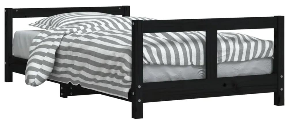 834431 vidaXL Cadru de pat pentru copii, negru, 80x160 cm, lemn masiv de pin