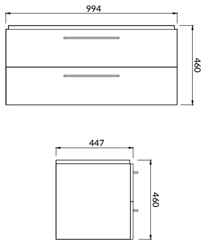 Dulap cu lavoar, 46x99x45 cm, 2 sertare, gri Gri, 1000x450 mm
