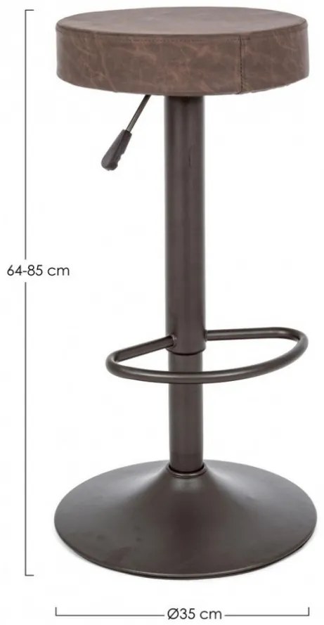 Scaun bar maro din piele ecologica si metal, Vintage Bizzotto