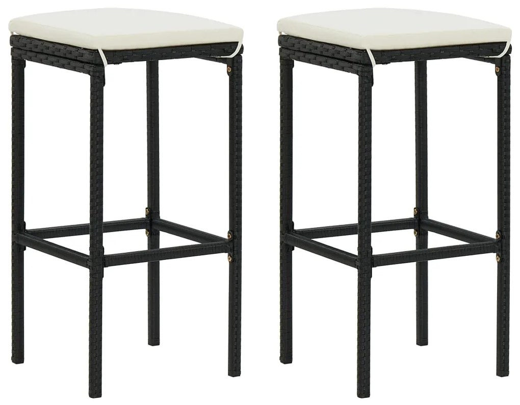 Set mobilier bar de gradina cu perne, 3 piese, negru, poliratan Negru, 3, Da