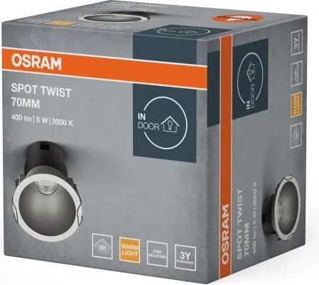 Osram - Spot încastrat LED SPOT TWIST, 5 W, 230 V, Ø 7 cm, alb/argintiu