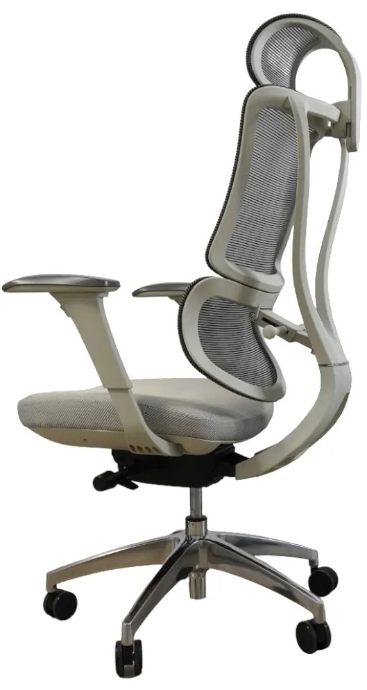 Ergodynamic Star Plus - Light Grey - Scaun de birou 4D, sezut translatie, suport lombar ajustabil 7 cm
