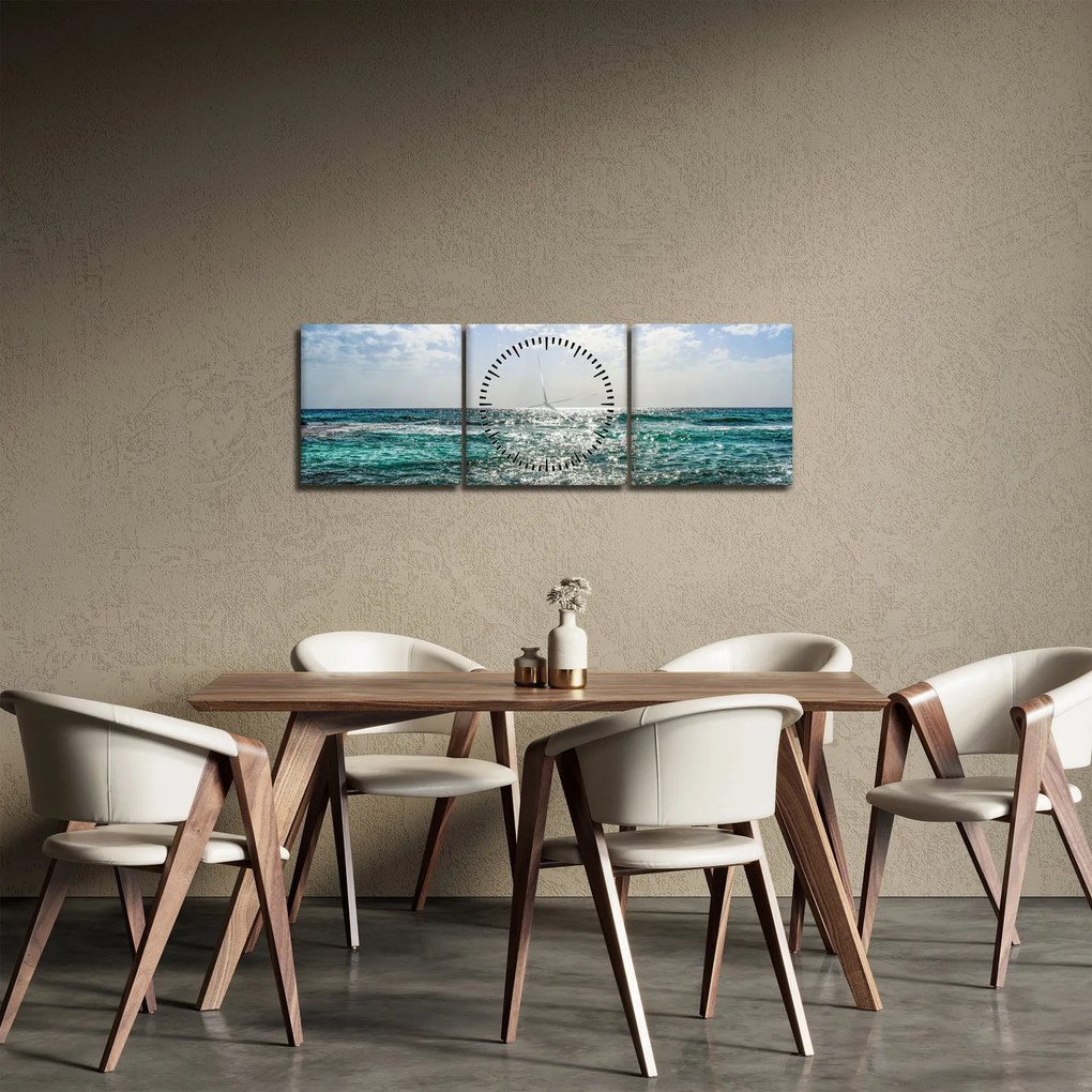 Tablou cu suprafața mării (cu ceas) (90x30 cm)