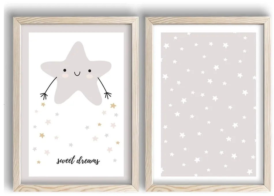 Tablouri pentru copii 2 buc. 38x53 cm Sweet Dreams - Wallity