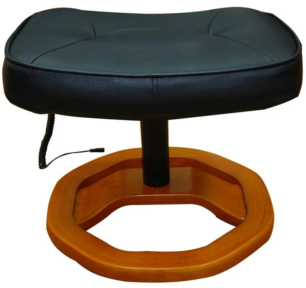 60277 vidaXL Fotoliu de masaj cu taburet, negru, piele ecologică