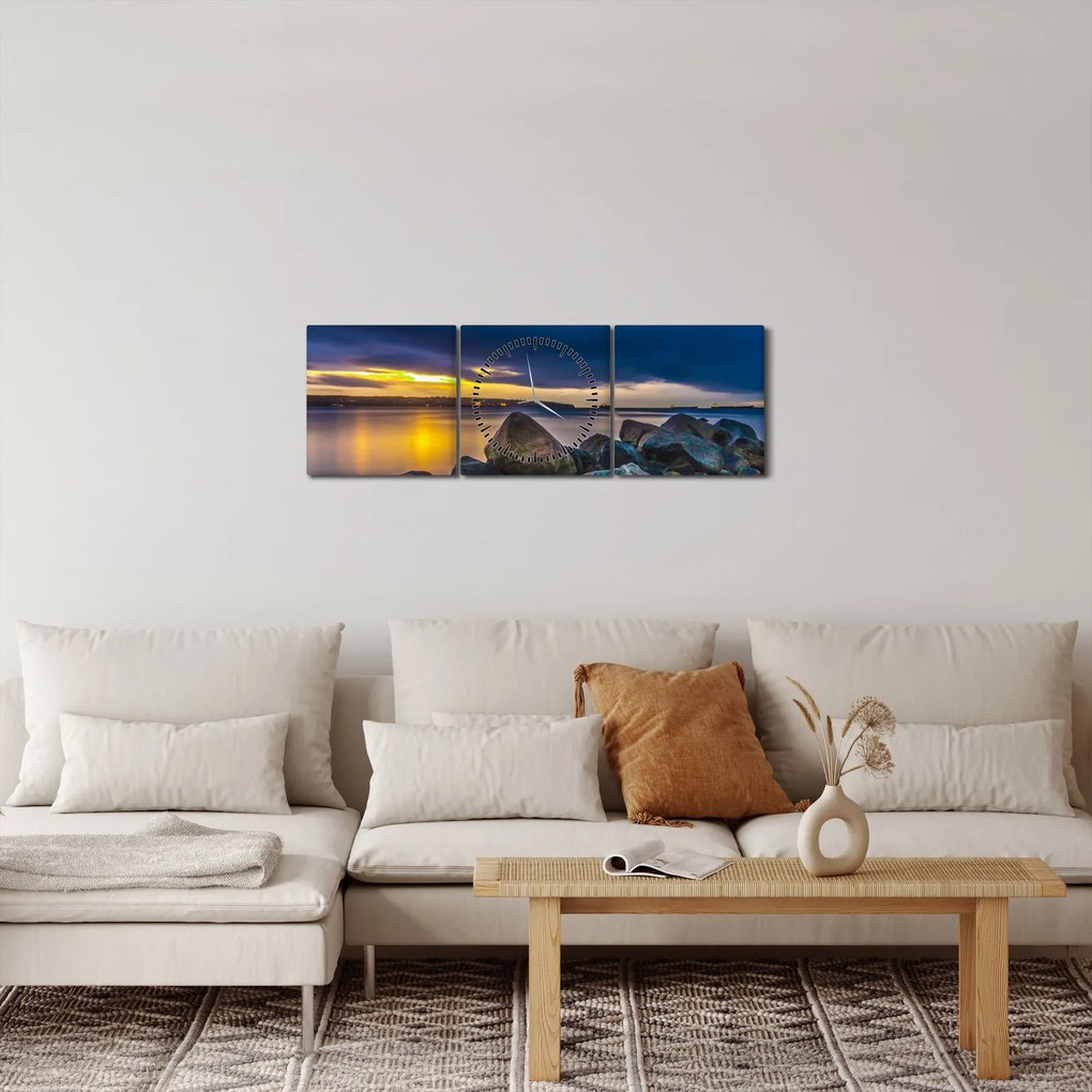 Tablou - Nori de furtună deasupra apei (cu ceas) (90x30 cm)