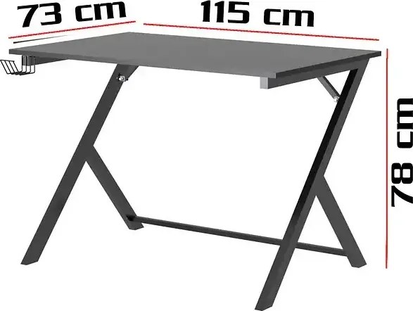 Birou calculator cadru metalic Nadia Homs, negru