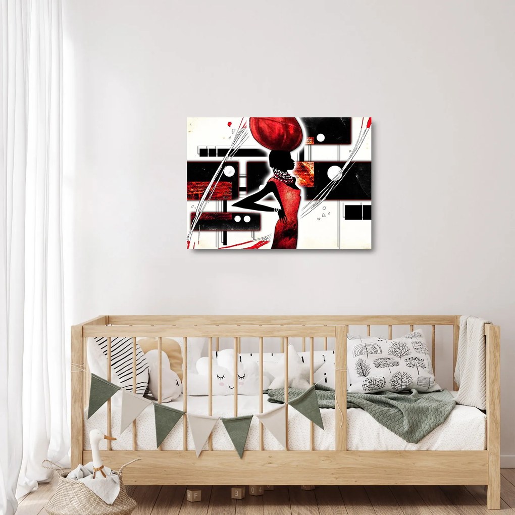 Tablou pe sticlă picuturii cu damă străveche (70x50 cm)