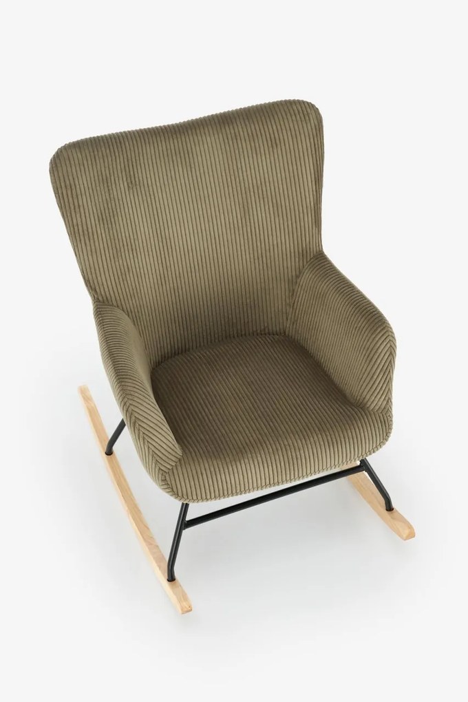 Fotoliu tip balansoar Belmiro velvet olive H92 cm