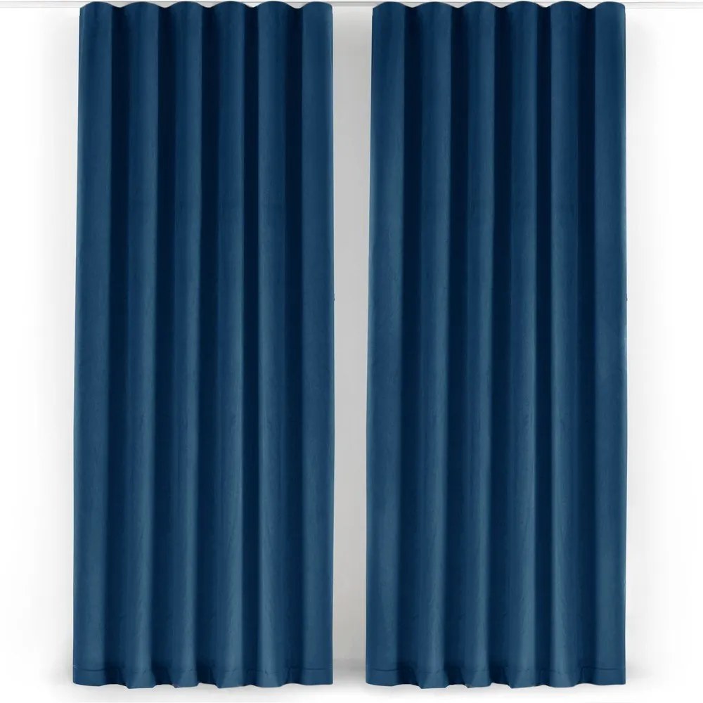Draperie albastră dimout (semi-opacă) din catifea 140x270 cm Velto – Filumi