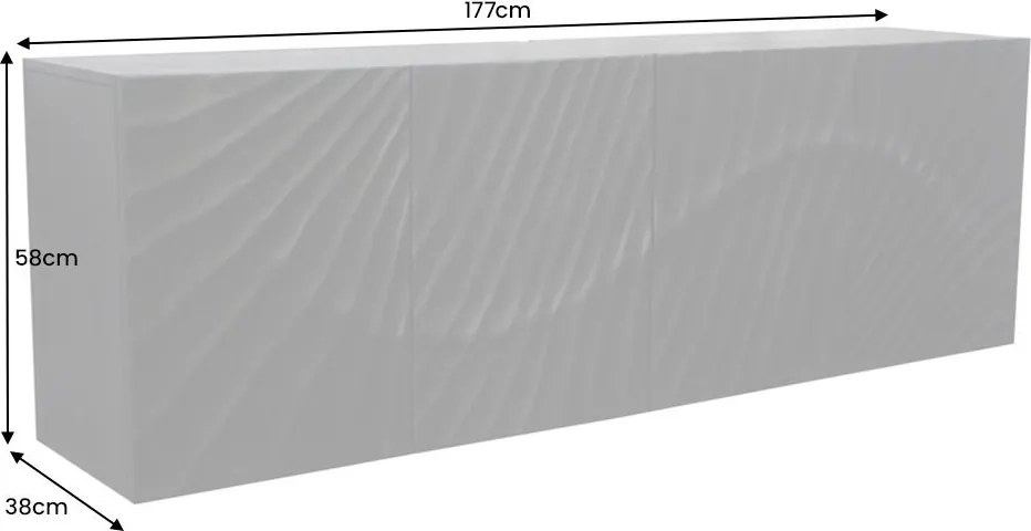 Comoda suspendata din lemn de mango Scorpion 180cm, negru A-44524 VC