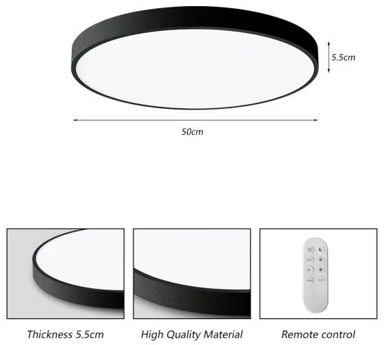 Plafonieră LED dimabilă Immax NEO 07249L SEMPLICI 48W/230V Wi-Fi Tuya negru + telecomandă