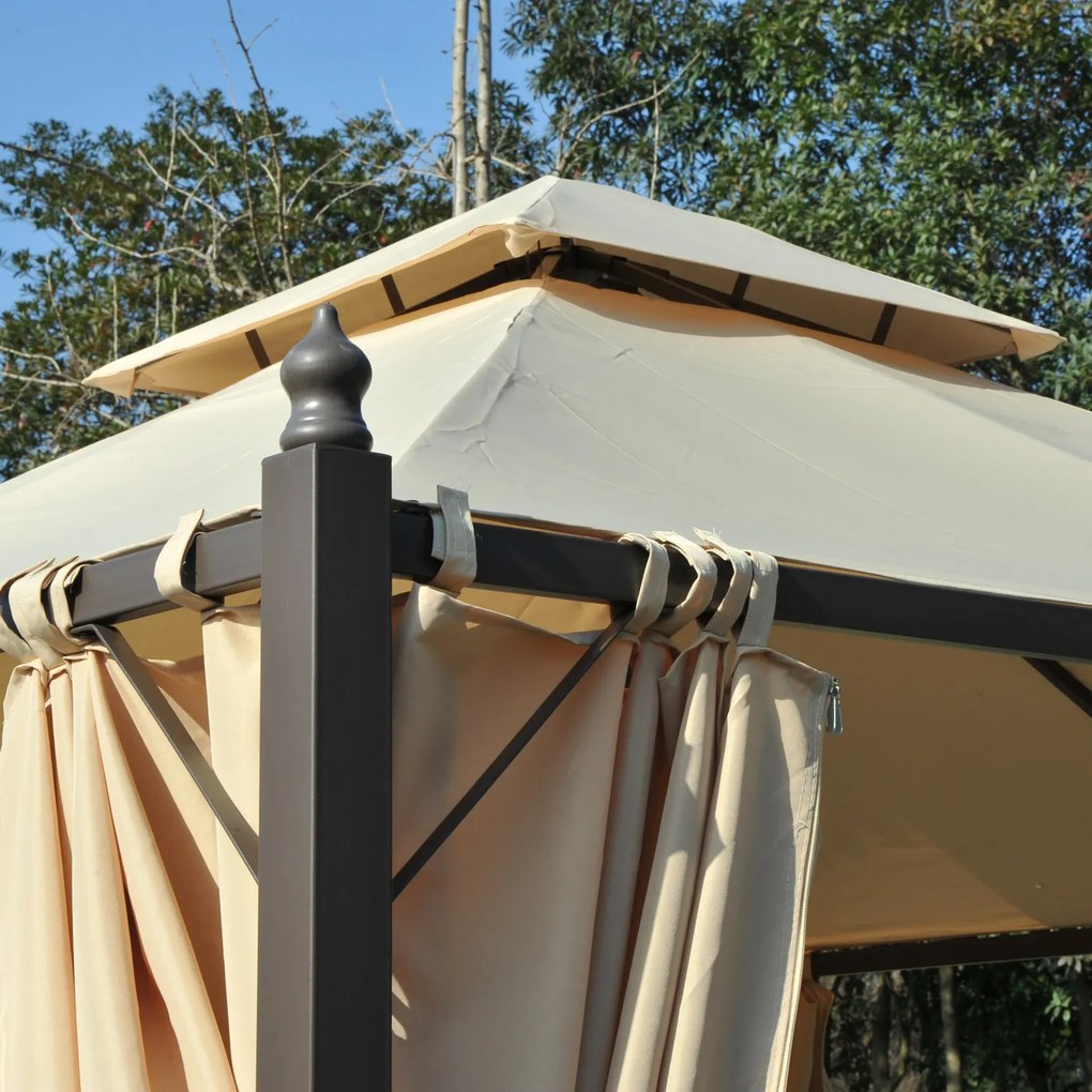 Foisor de Gradina Impermeabil Outsunny 3x3m cu 4 Panouri Laterale Bej | Aosom Romania